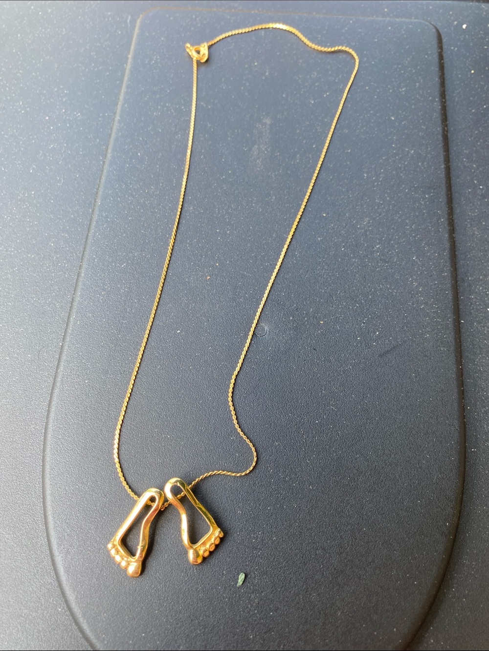 Gold Tone Beach Bum Feet Pendant Necklace - Women Jewelry